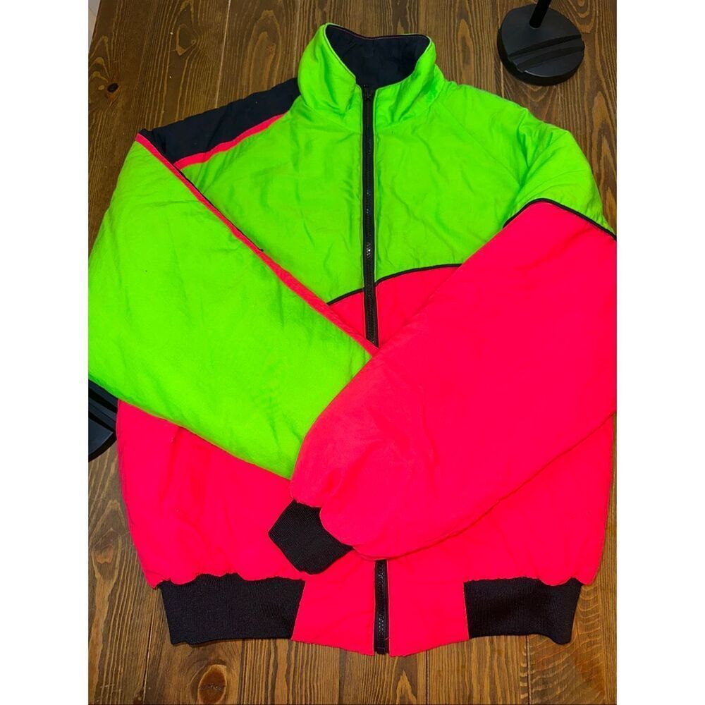 Swingster Jackets & Coats | Vintage 90s Ski Puffer Jacket Bright pink Green Neon